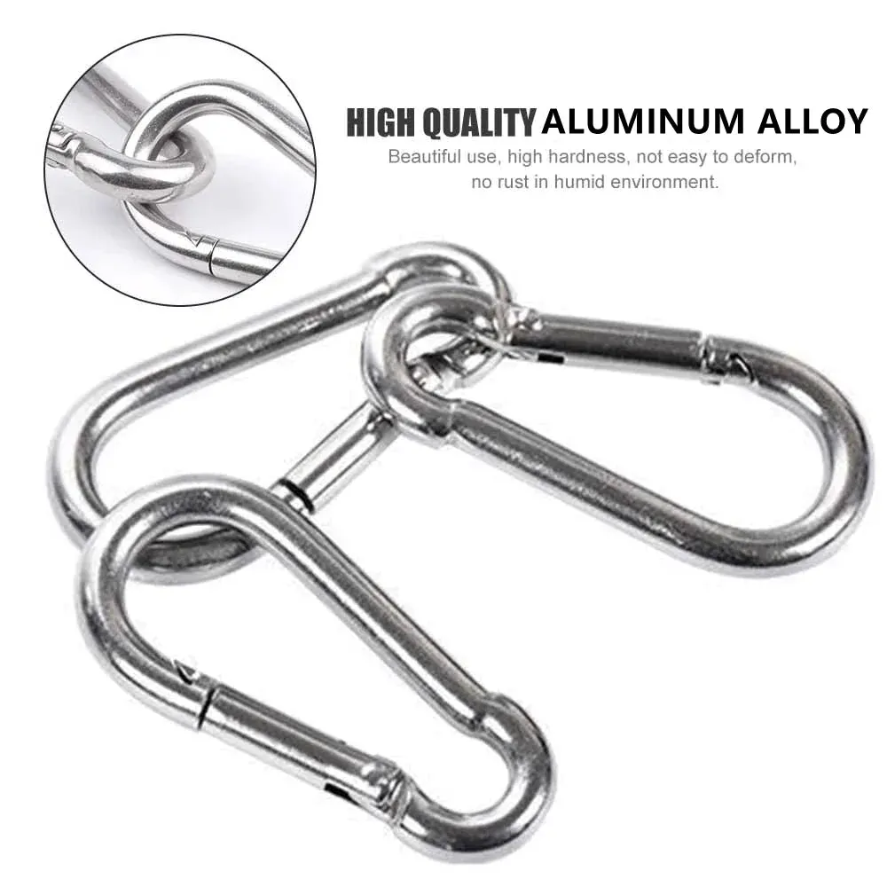 20Pcs Mini Alloy Spring Carabiner Snap Hook Carabiner Clip Keychain EDC Survival Outdoor Camping Tools Silver Size 40*20*3.6mm