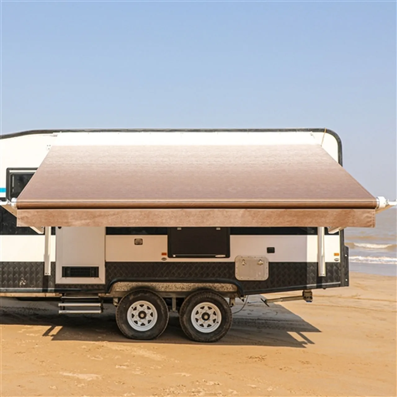 Aleko Motorized Retractable RV Awning - 8 x 8 Feet - Brown Fade