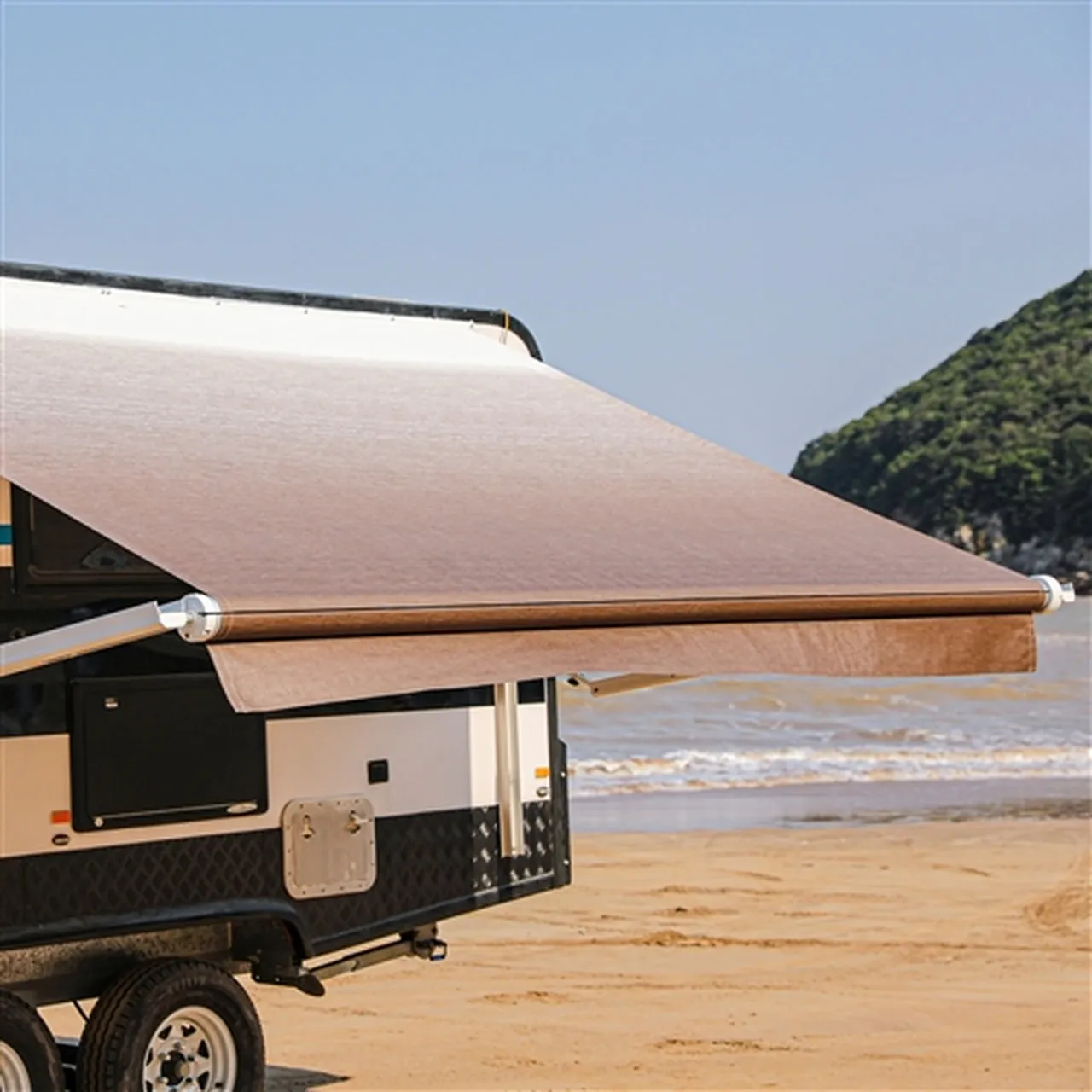 Aleko Motorized Retractable RV Awning - 8 x 8 Feet - Brown Fade