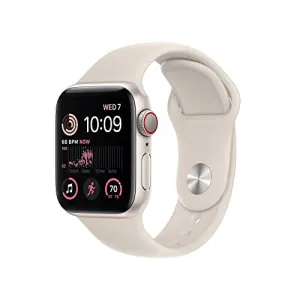 Apple Watch SE (2nd Gen) [GPS   Cellular 40mm] Smart Watch w/Starlight Aluminum Case & Starlight Sport Band - M/L.