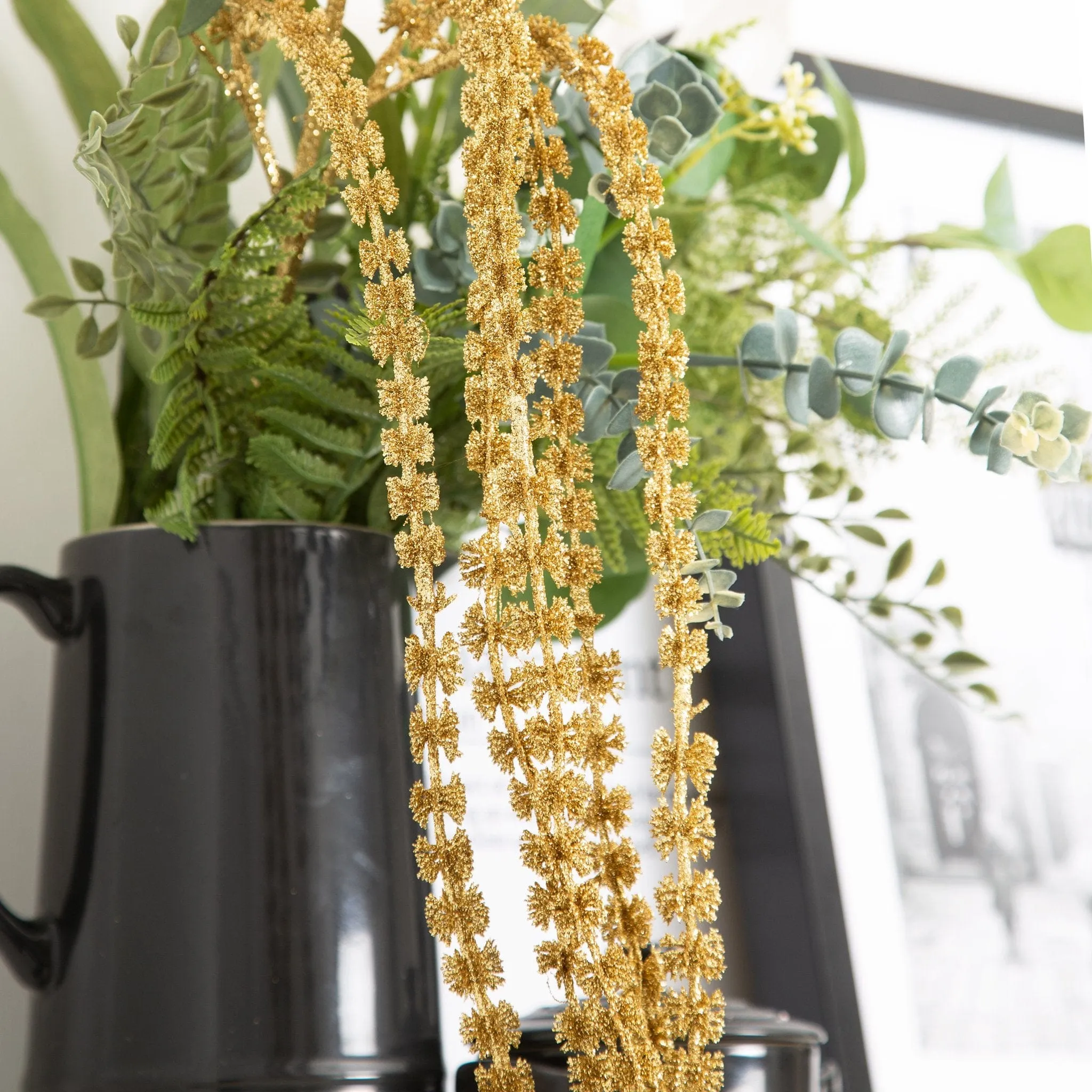 Artificial Glitter Gold Hanging Vine - 127 x 40cm