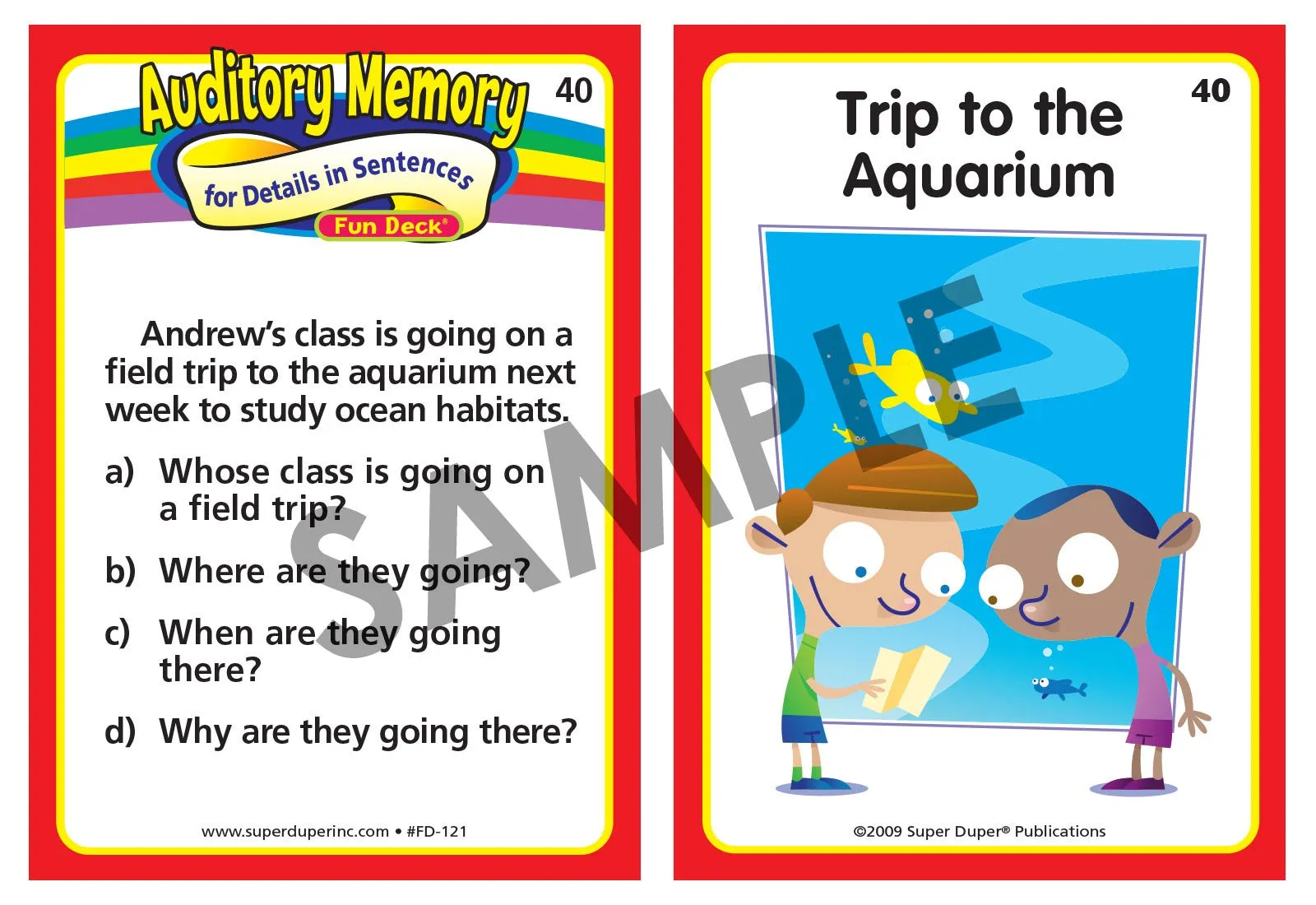 Auditory Memory for Detail in Sentences Fun Deck