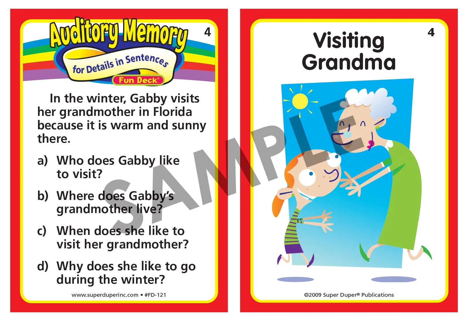 Auditory Memory for Detail in Sentences Fun Deck