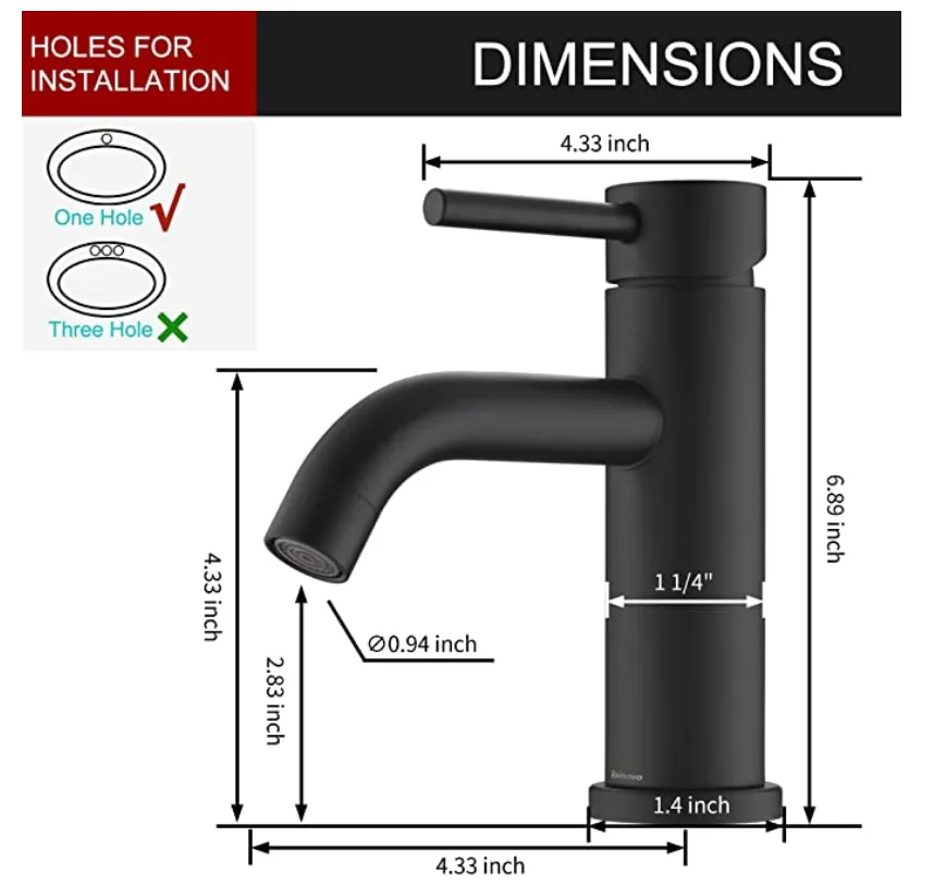 Bathroom Faucet Matte Black