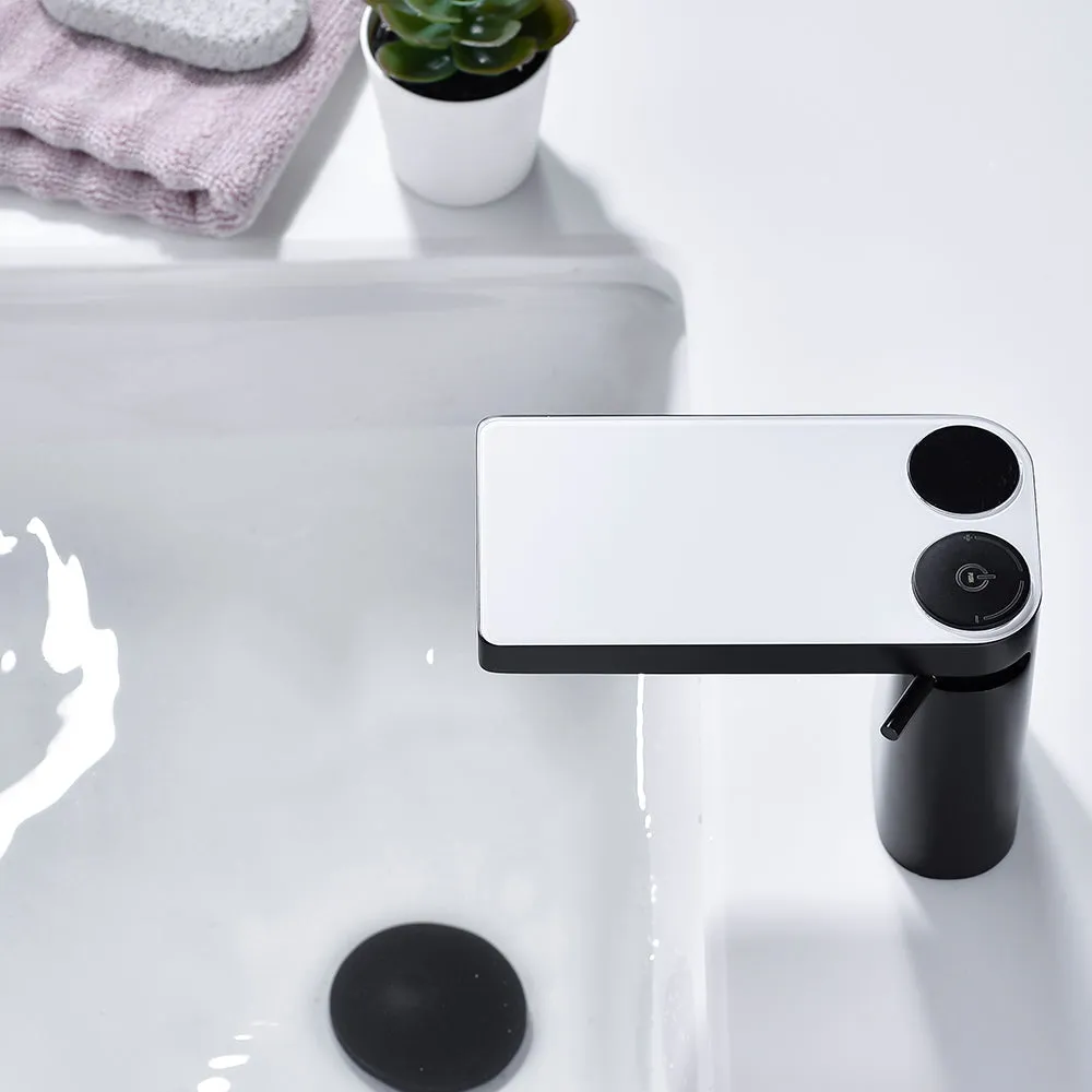 Bathroom LED Digital Basin Faucet Black Water Power Basin Mixer Tap