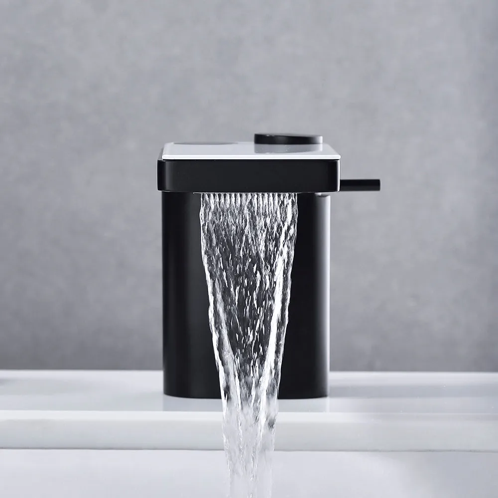 Bathroom LED Digital Basin Faucet Black Water Power Basin Mixer Tap