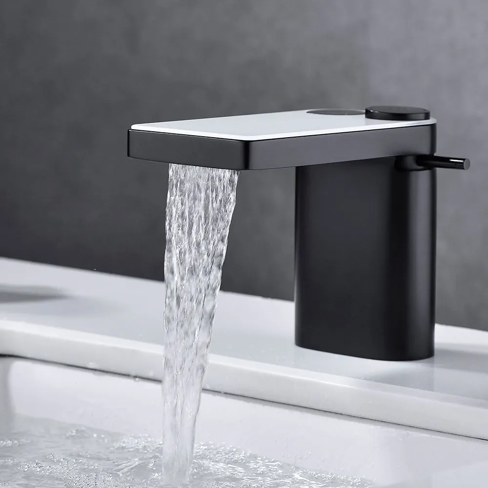 Bathroom LED Digital Basin Faucet Black Water Power Basin Mixer Tap