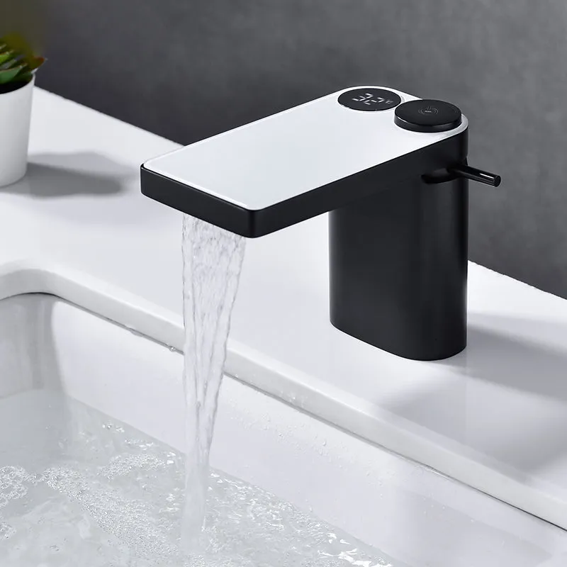 Bathroom LED Digital Basin Faucet Black Water Power Basin Mixer Tap