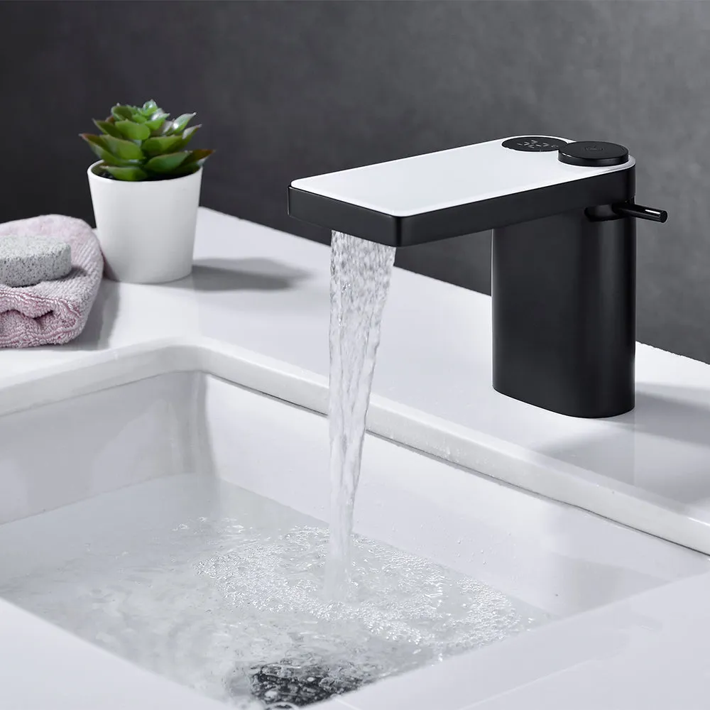 Bathroom LED Digital Basin Faucet Black Water Power Basin Mixer Tap