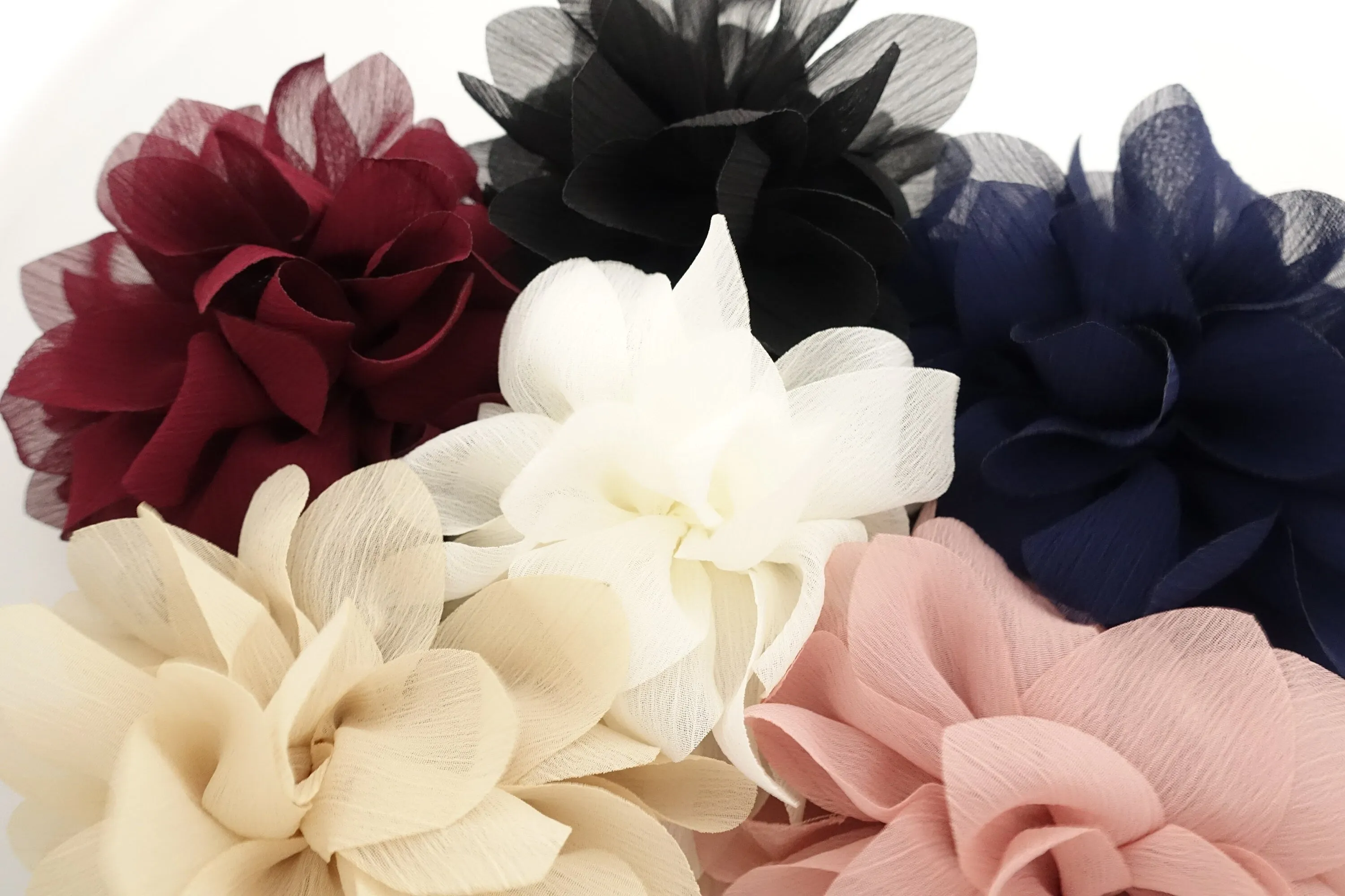 big elliptic petal chiffon flower hair claw women hair clip accessory