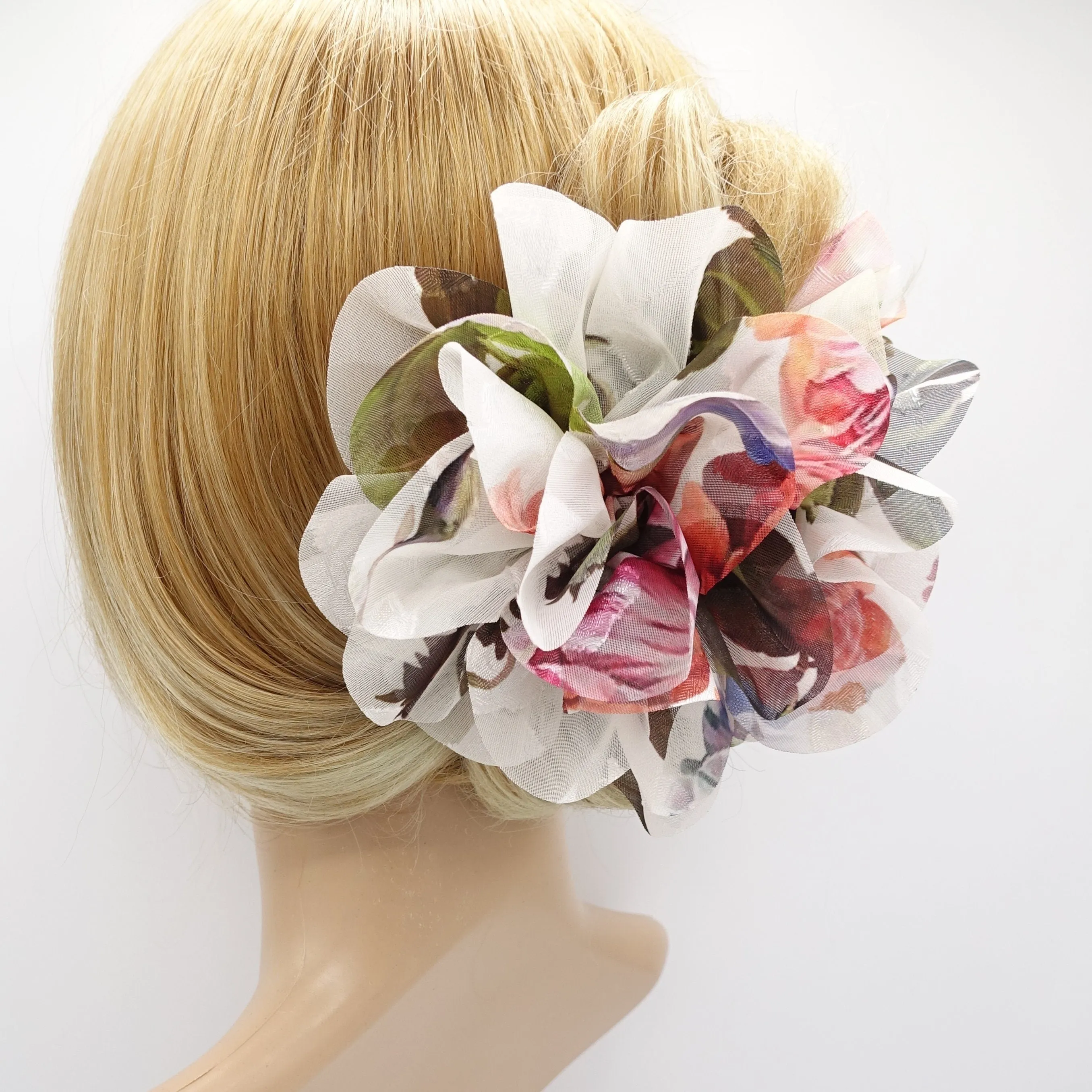 big flower hair claw multi-colored petal hair clamp for women