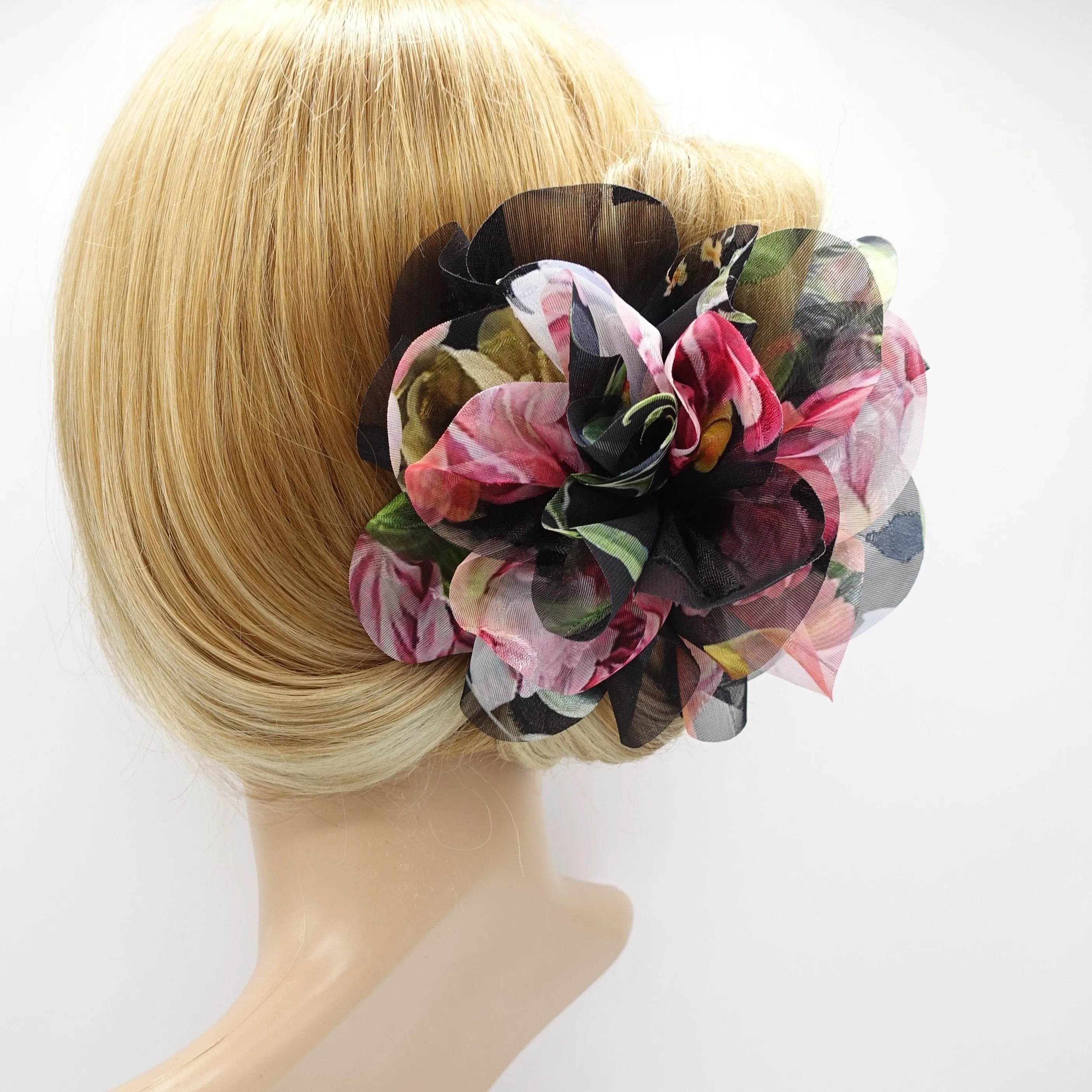 big flower hair claw multi-colored petal hair clamp for women