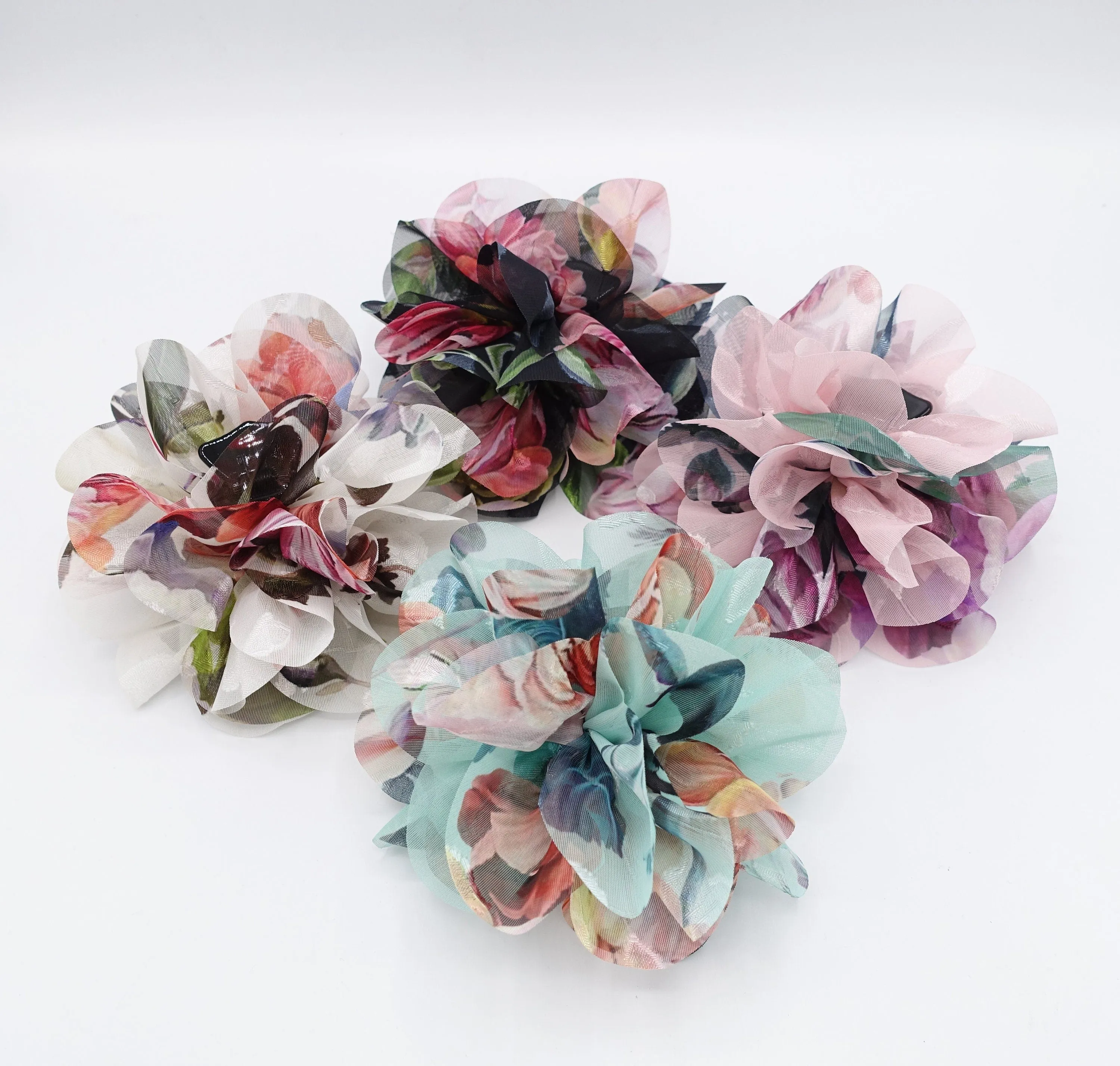 big flower hair claw multi-colored petal hair clamp for women