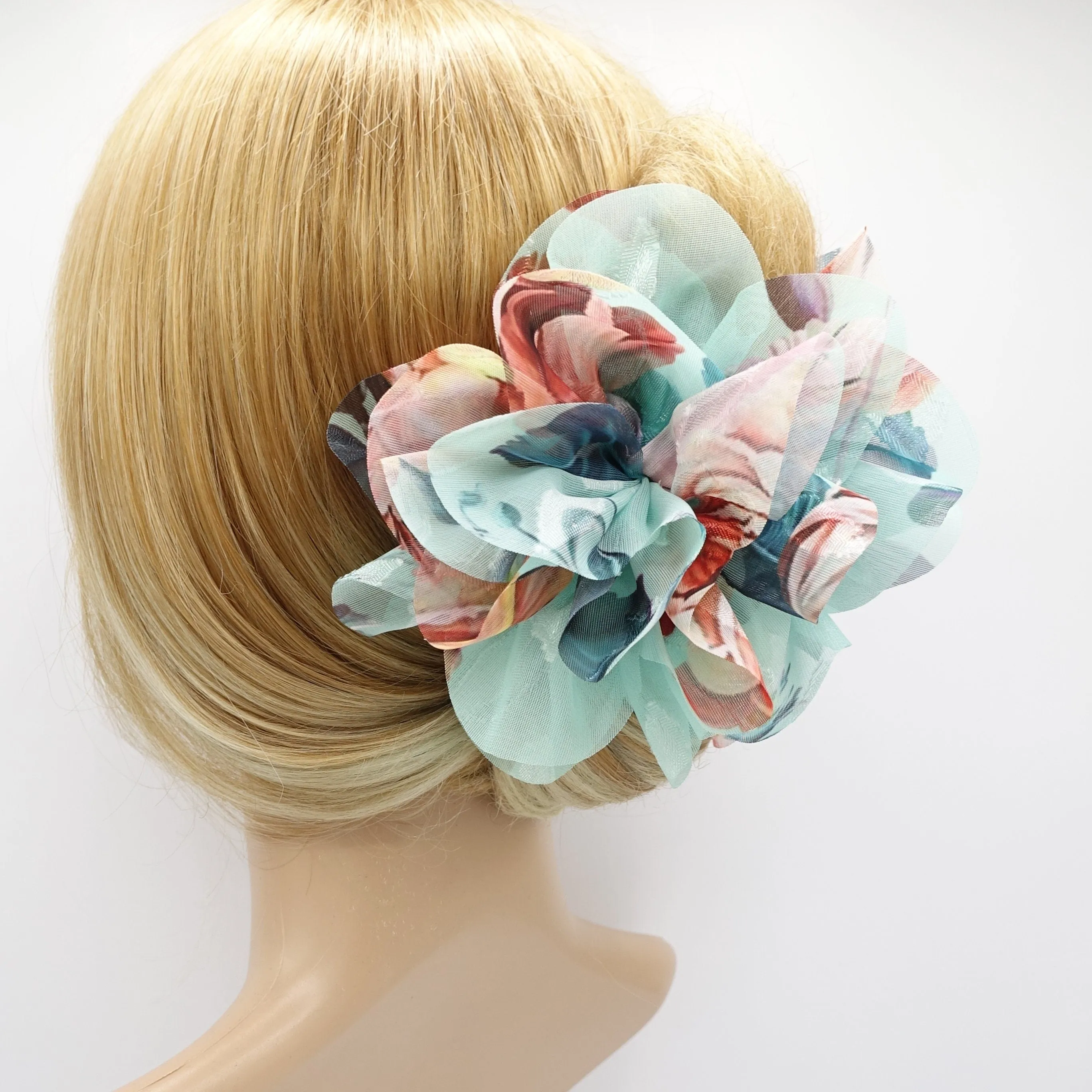 big flower hair claw multi-colored petal hair clamp for women