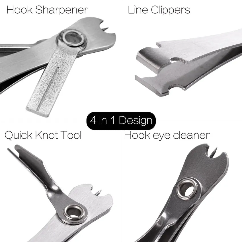 Fishing Quick Knot Tools Stainless Steel Pliers Nipper Line Cutter Clipper Hook Eye Cleaner Hook Sharpener Fly Tying Tool Tackle