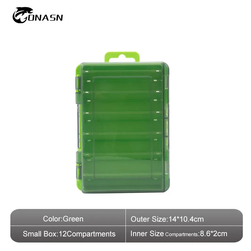 Fishing Tackle Boxes 12 14 Compartments Bait Lure Hook Accessories Boxes Storage Double Sided High Strength Fishing Box