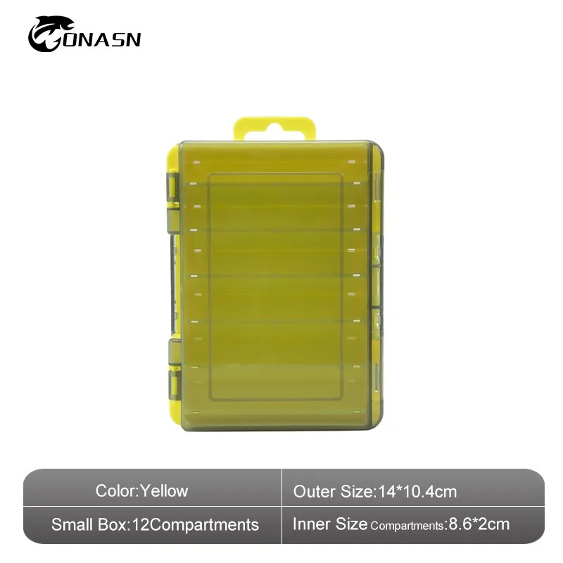 Fishing Tackle Boxes 12 14 Compartments Bait Lure Hook Accessories Boxes Storage Double Sided High Strength Fishing Box