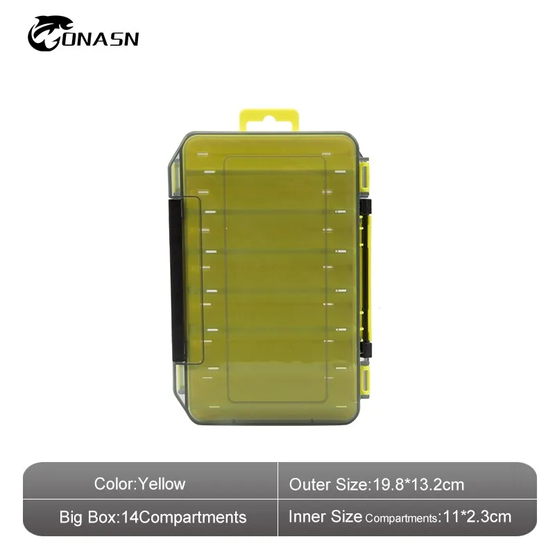 Fishing Tackle Boxes 12 14 Compartments Bait Lure Hook Accessories Boxes Storage Double Sided High Strength Fishing Box