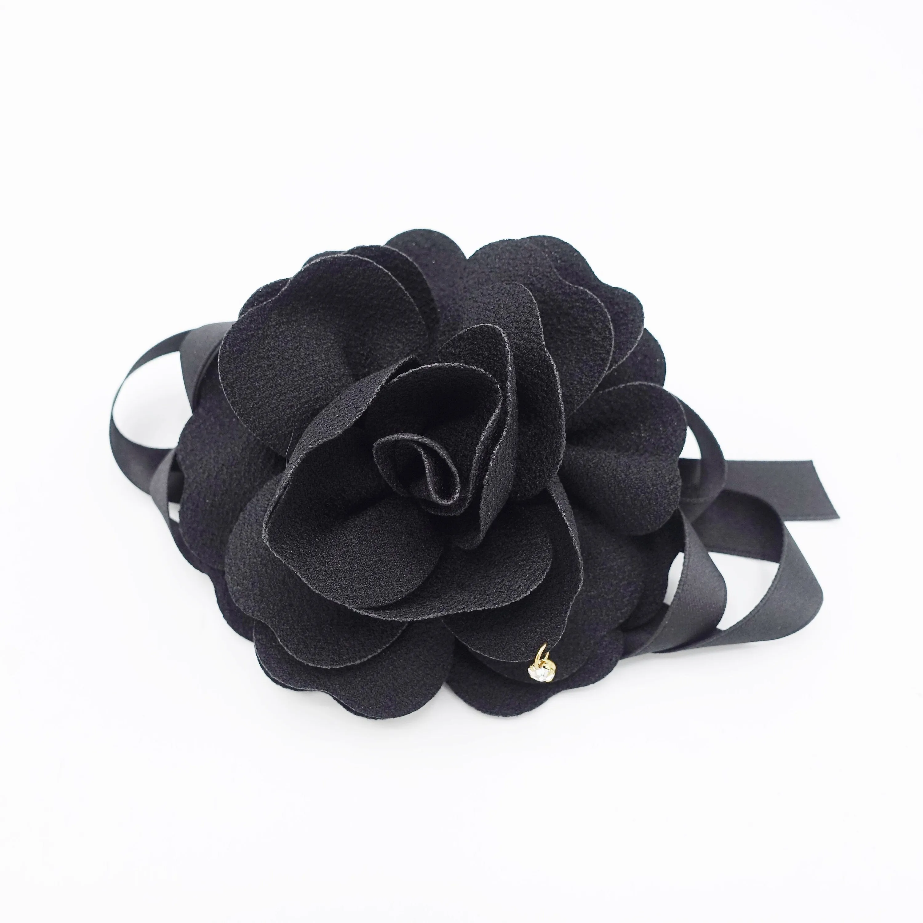 flower satin bow knot french hair barrette women hair clip