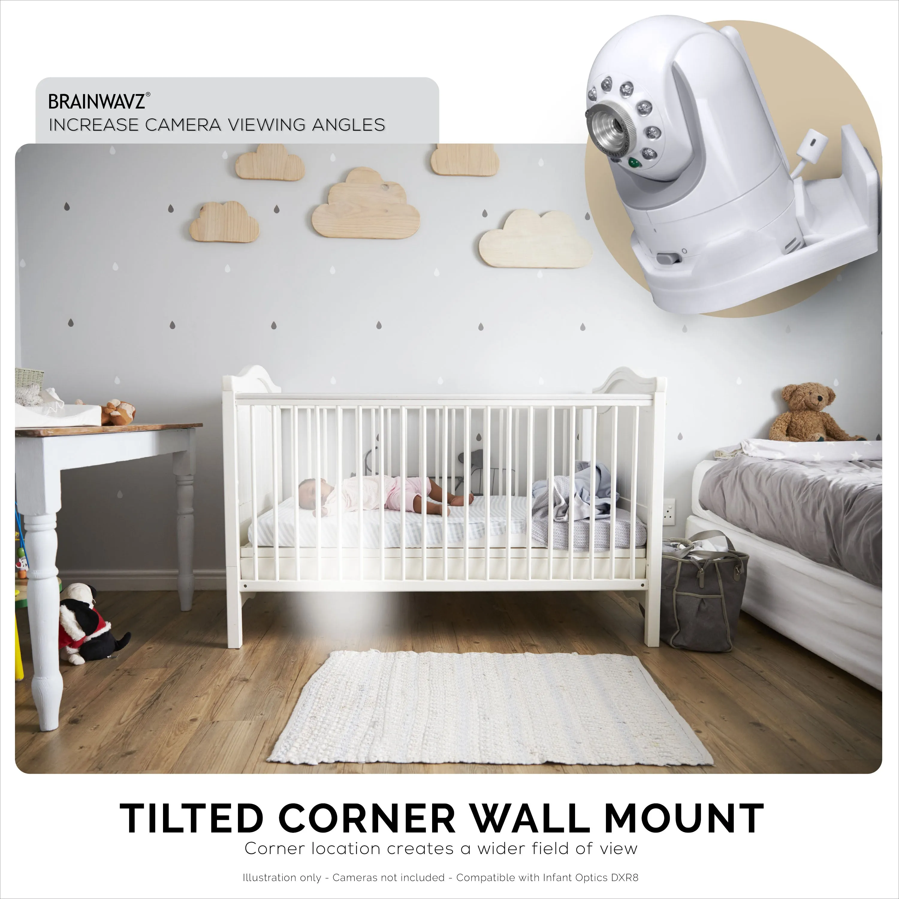 Infant Optics DXR-8 Adhesive Wall Mount Shelf - Easy To Install, No Screws or Mess