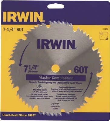 Irwin Steel Circular Saw Blade 7-1/4 In. X 60T' 5/8 In. Diamond Arbor