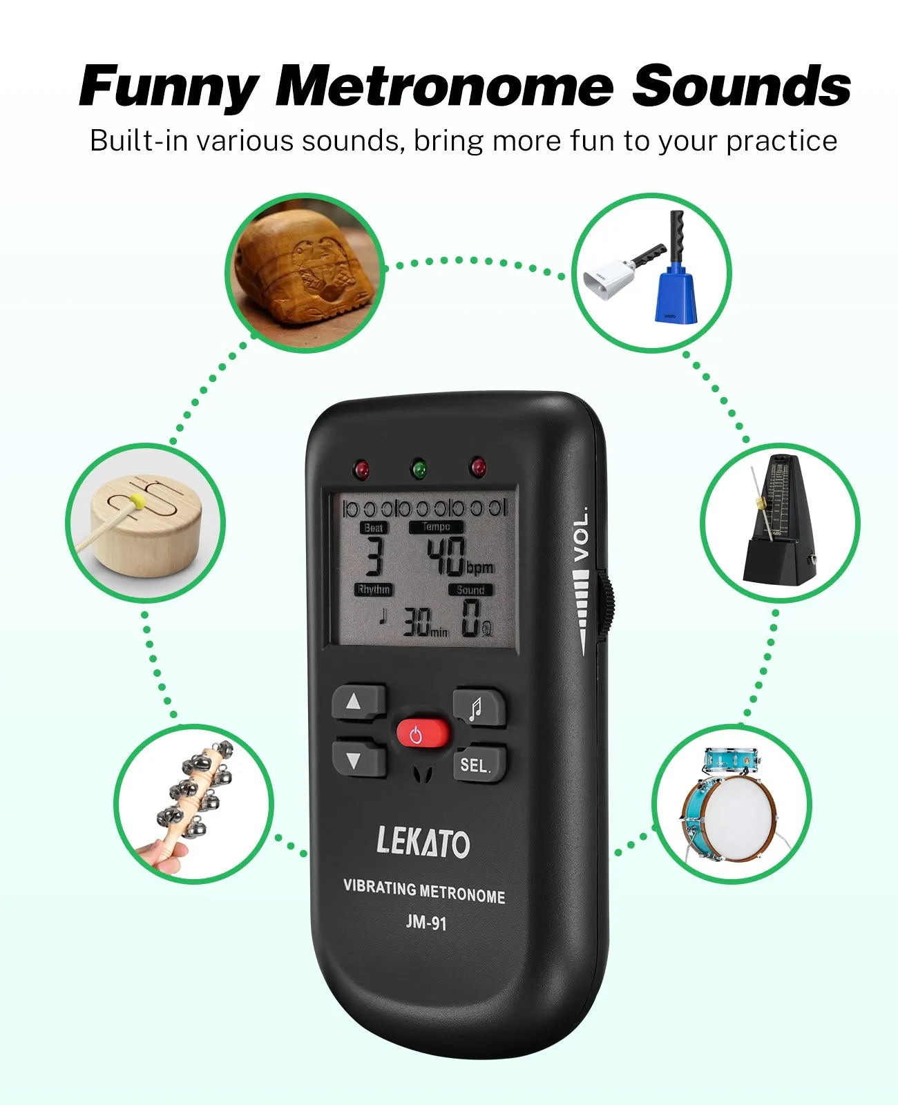 LEKATO JM-91 Vibrating Electronic Digital Metronome