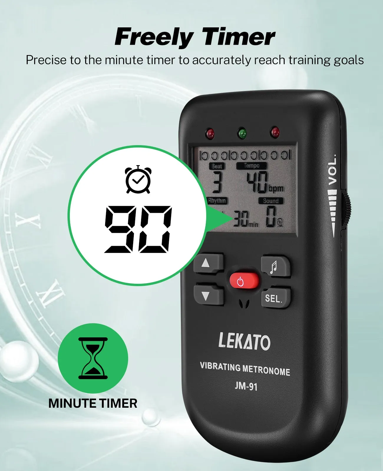 LEKATO JM-91 Vibrating Electronic Digital Metronome