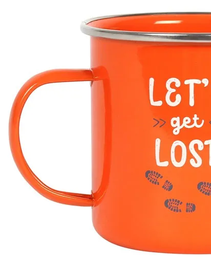 Let's Get Lost Enamel Mug - Orange