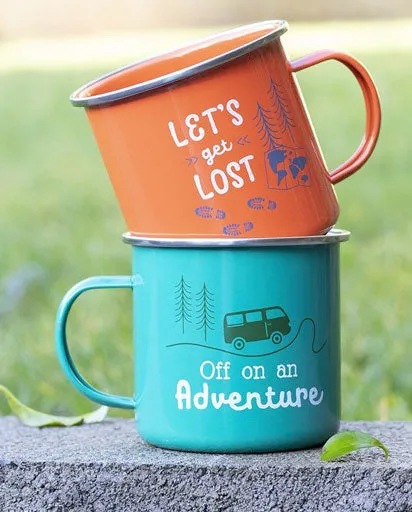 Let's Get Lost Enamel Mug - Orange