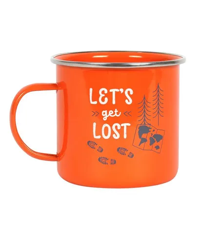 Let's Get Lost Enamel Mug - Orange