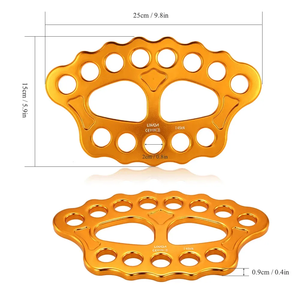 Lixida Outdoor 8/15 Holes Paw Rigging Plate 45KN Rescue Rock Climbing Mountaineering Equipment Multi Anchor Point Connector Gear