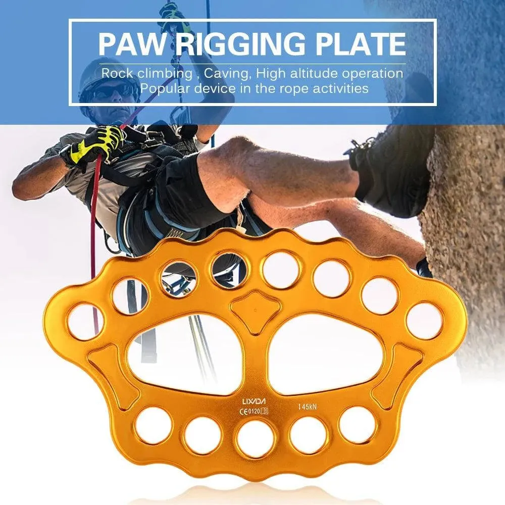 Lixida Outdoor 8/15 Holes Paw Rigging Plate 45KN Rescue Rock Climbing Mountaineering Equipment Multi Anchor Point Connector Gear