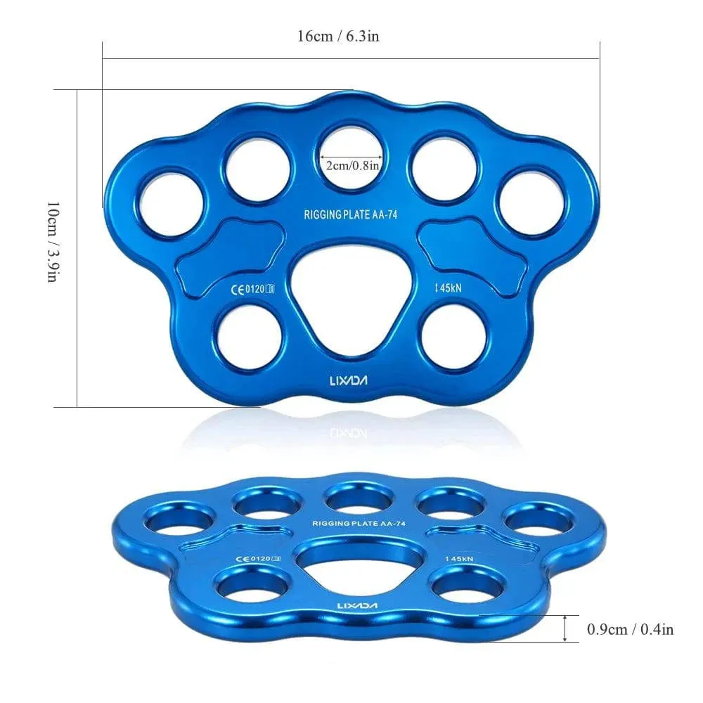 Lixida Outdoor 8/15 Holes Paw Rigging Plate 45KN Rescue Rock Climbing Mountaineering Equipment Multi Anchor Point Connector Gear