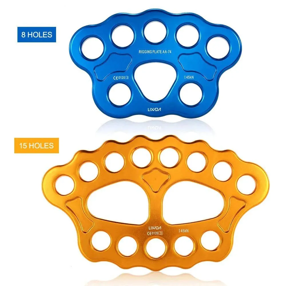 Lixida Outdoor 8/15 Holes Paw Rigging Plate 45KN Rescue Rock Climbing Mountaineering Equipment Multi Anchor Point Connector Gear