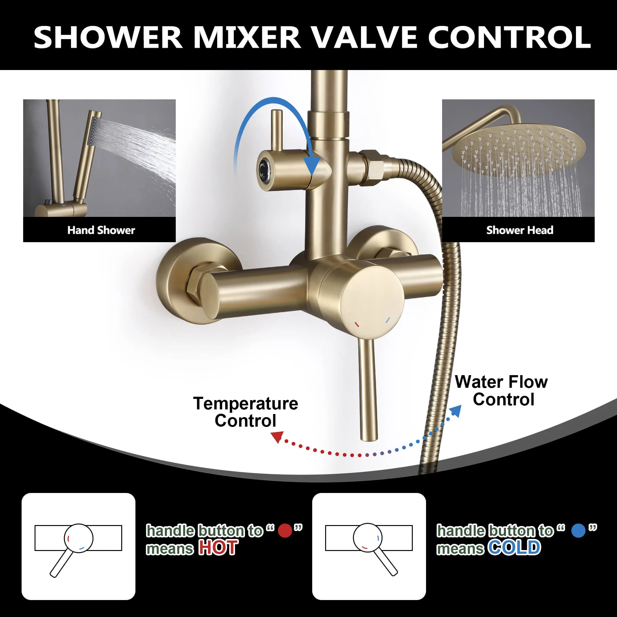 Outdoor Shower Kit with Stainless Steel 10 Inch High Pressure Shower Head and Handheld Spray JK0147