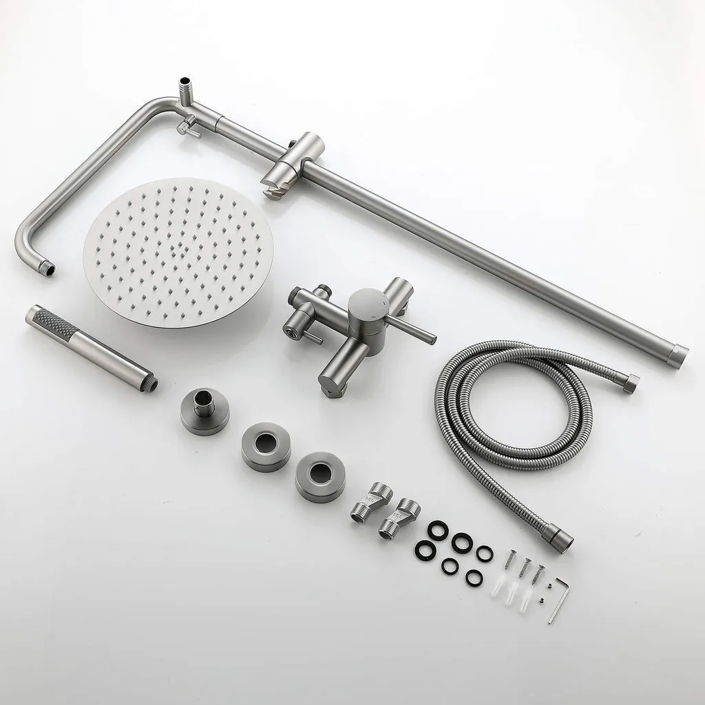 Outdoor Shower Kit with Stainless Steel 10 Inch High Pressure Shower Head and Handheld Spray JK0147