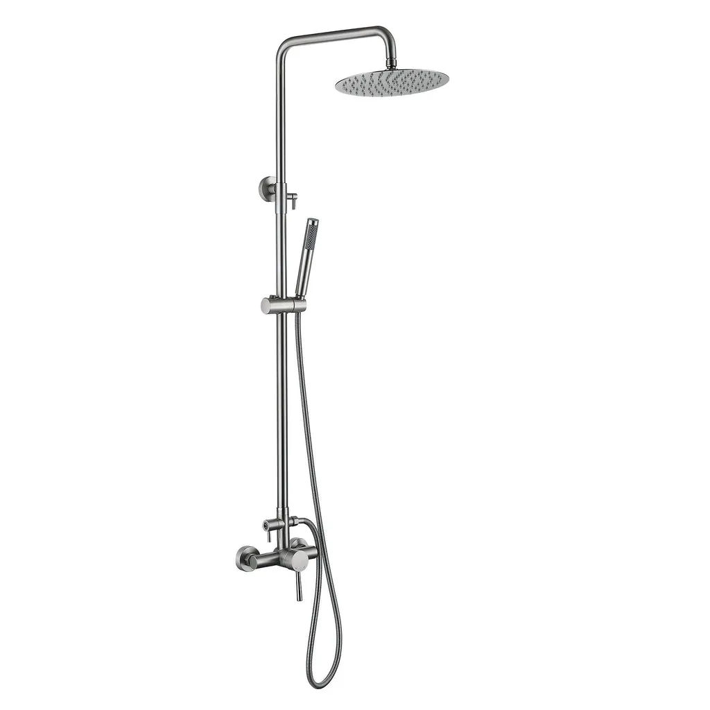 Outdoor Shower Kit with Stainless Steel 10 Inch High Pressure Shower Head and Handheld Spray JK0147