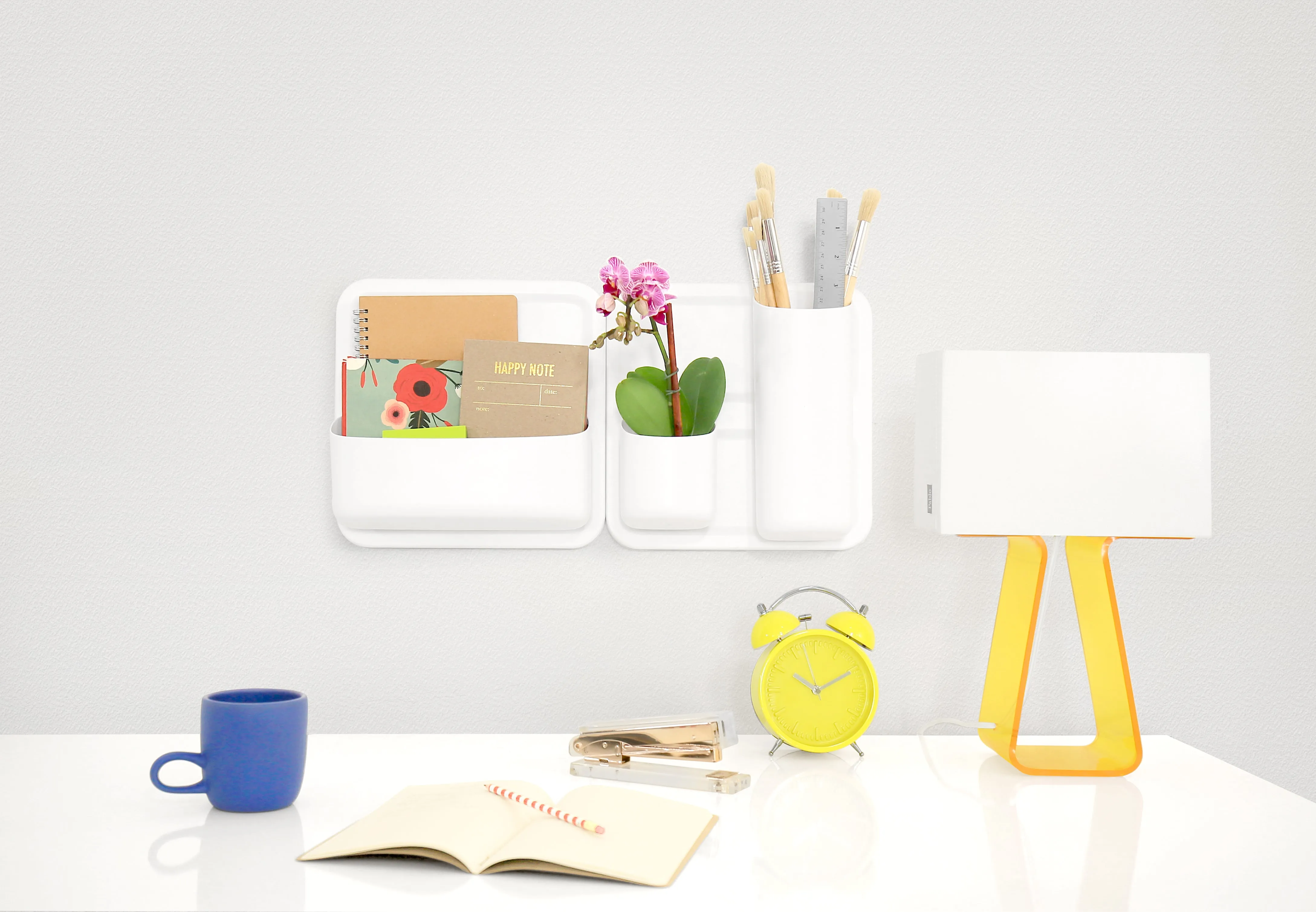 Perch White Magnetic Wall Storage System (5-Piece Set)