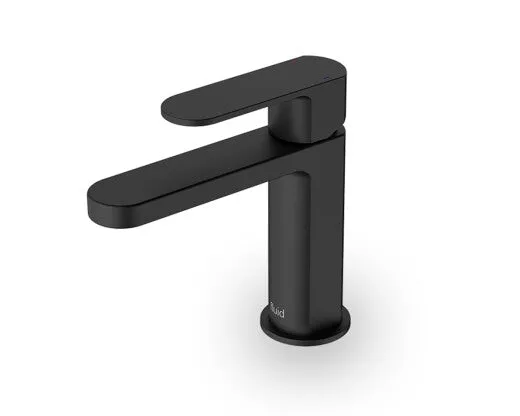 "Fluid-Wisdom" Single Lever Matt Black Bathroom Faucet  pop-up drain