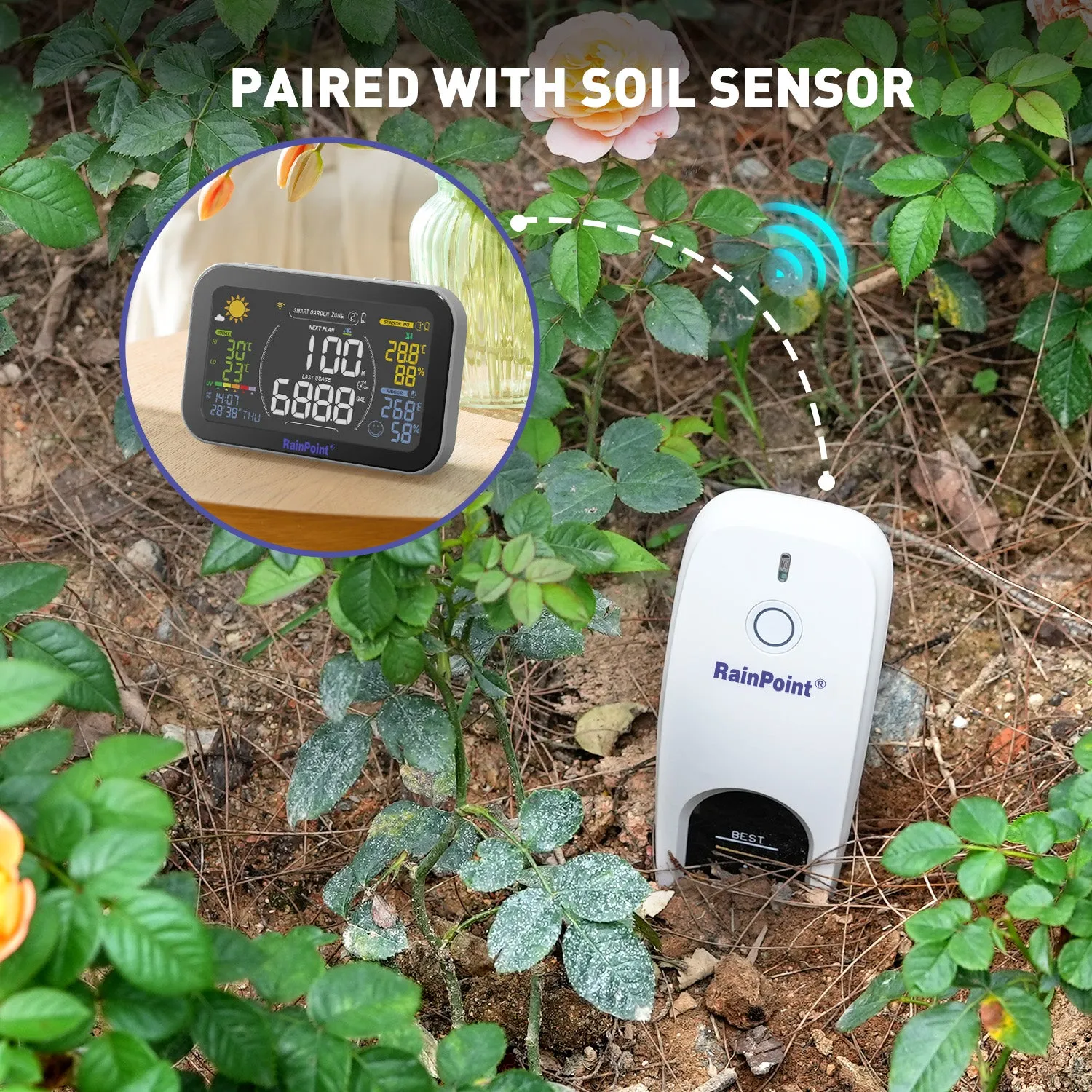 RainPoint Wi-Fi Irrigation Gateway Hub, Compatible with Rain Point Wireless Rain Gauge, Soil Moisture Meter, and other Add-on Sub Devices, Display Weather & Irrigation Data at a Glance