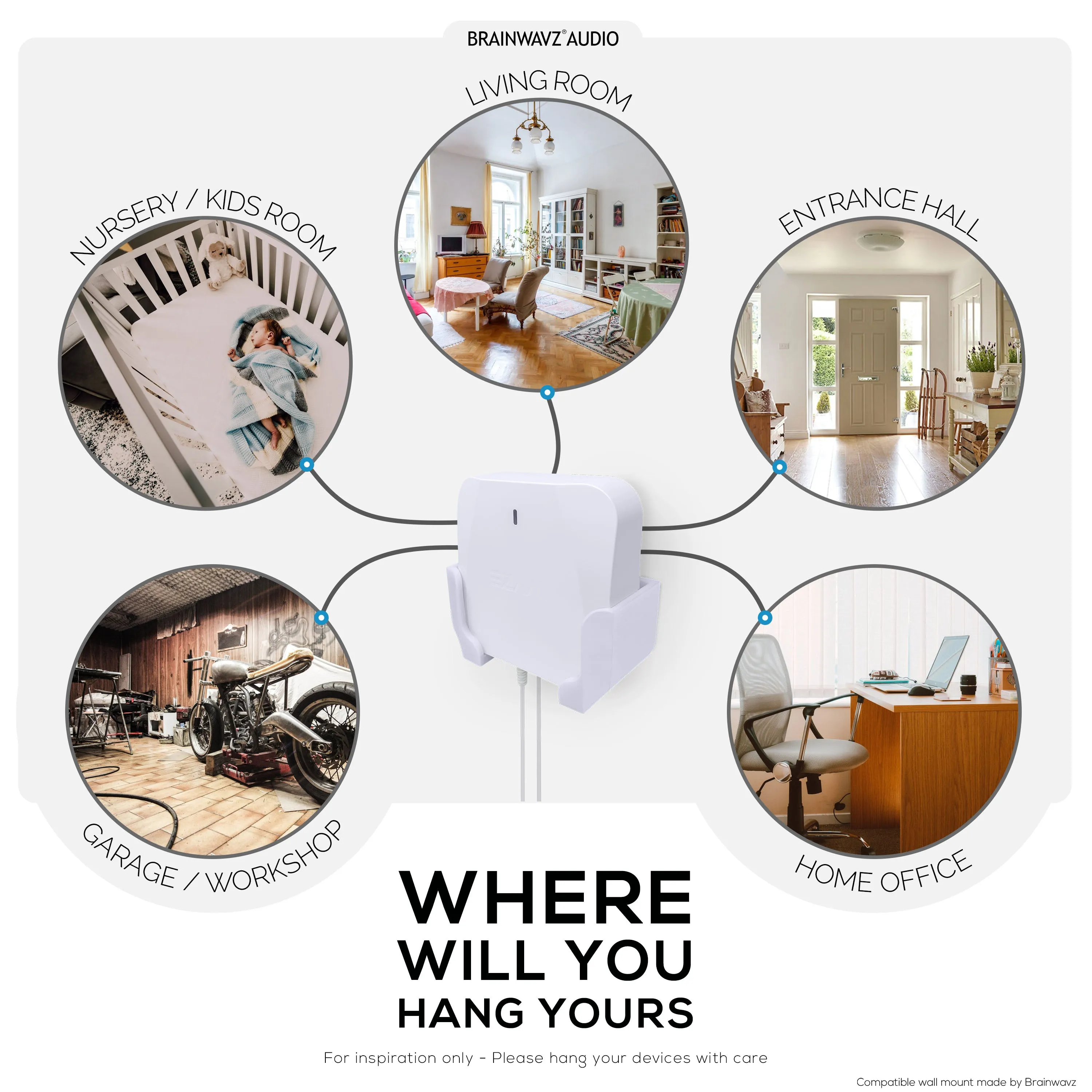 Screwless Wall Mount For Wyze WiFi 6 AX3000 Mesh Router, Strong VHB Adhesive, Easy to Install, Reduce Interference & Increase Range, Stick On & Screw-in Mounting