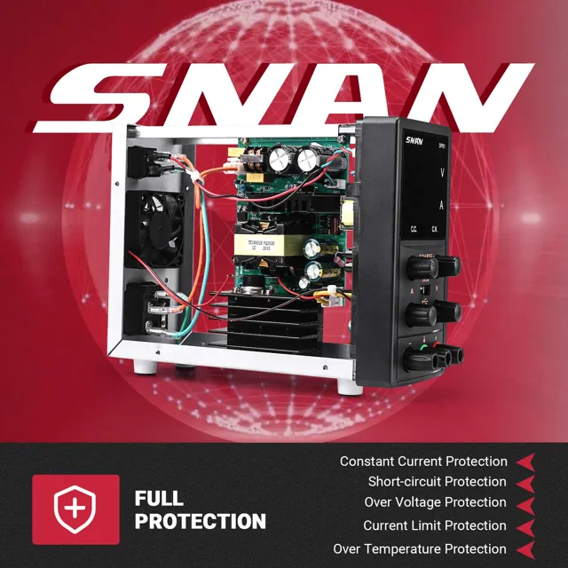 SNAN High Precision DC Benchtop Power Supply with 5V/2A USB Output and 4-Digit LED Display