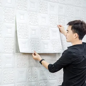 Wall 3D Pe Foam Wall Stickers Self Adhesive Wallpaper DIY Wall Decoration Wallpaper Suitable For Home , Office & All Type Wall Sticker