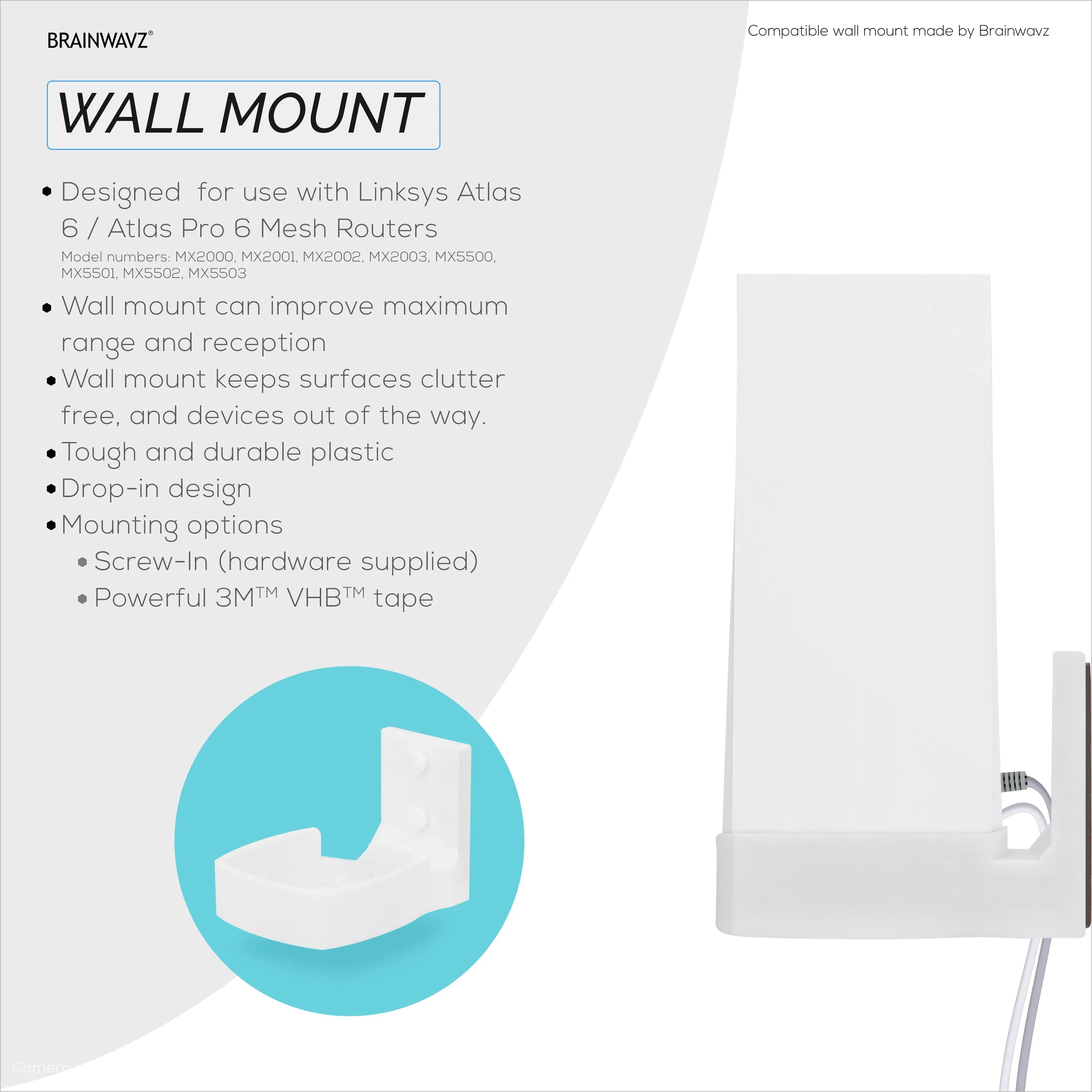 Wall Mount For Linksys Atlas 6 / Atlas Pro 6 WiFi Router, Easy to Install Holder Bracket, Reduce Interference & Clutter